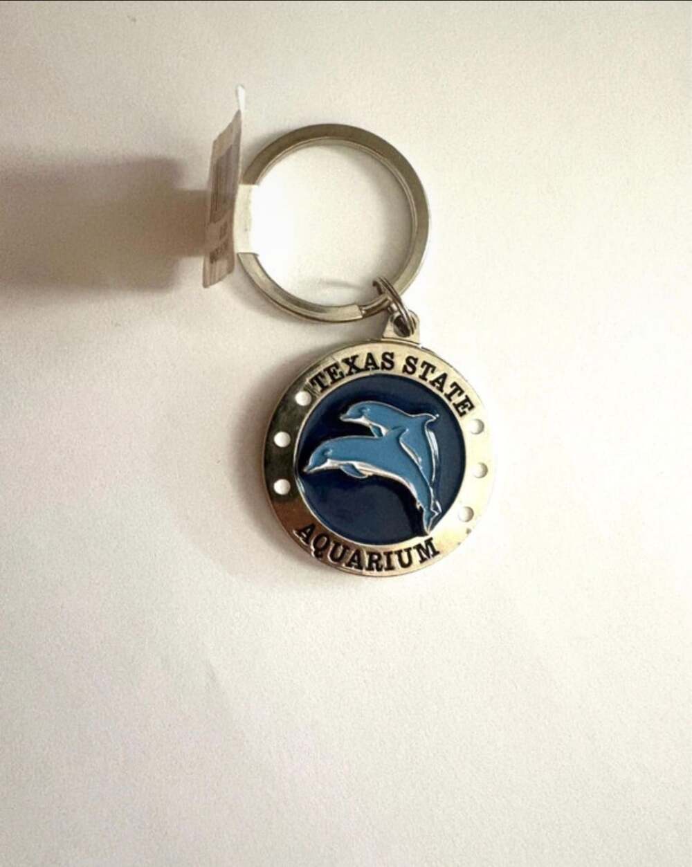 Texas State Aquarium Dolphin Enamel Silver Tone Metal Keychain